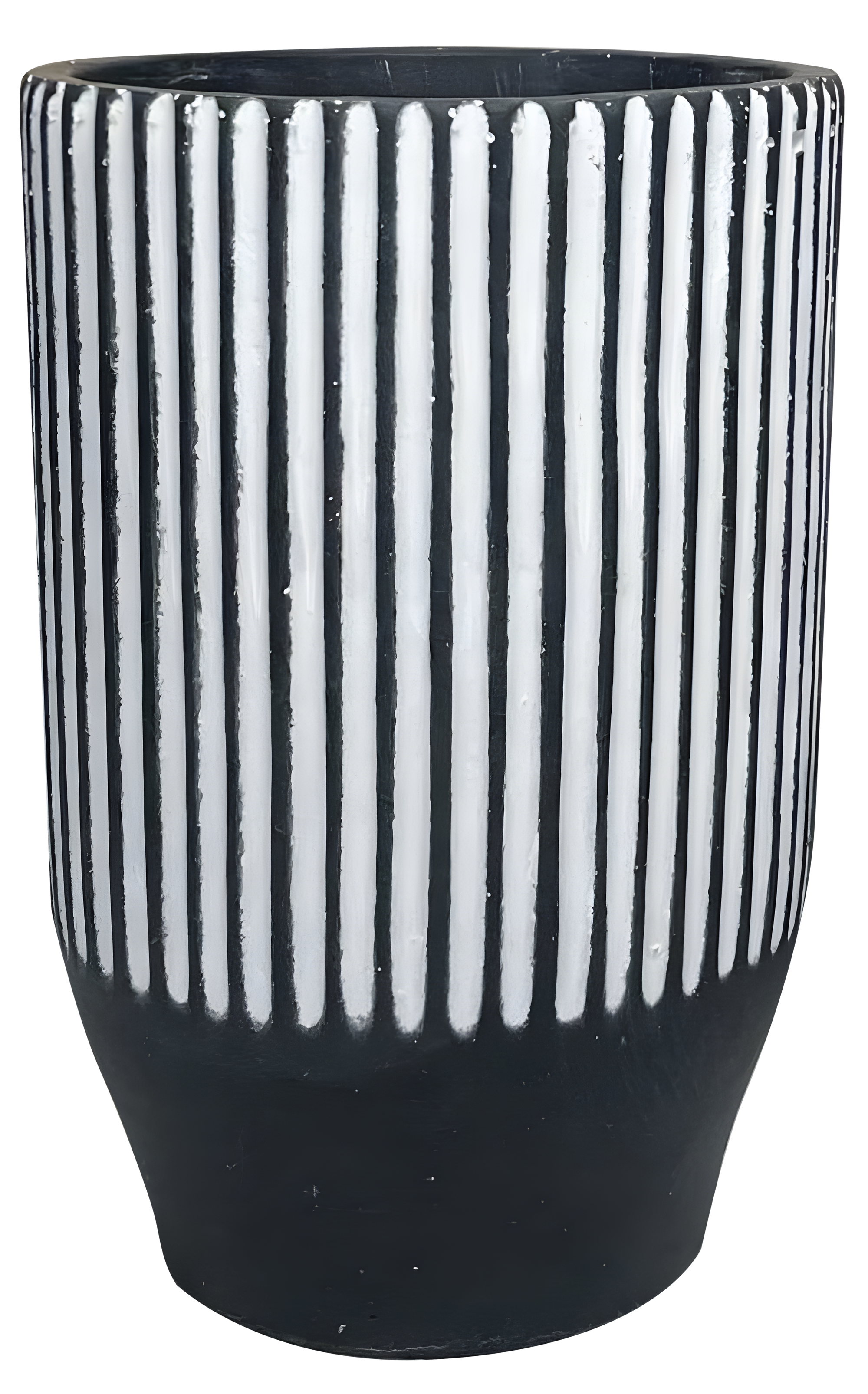 Cement Planter – Black & White Pattern (Drainage Hole)
