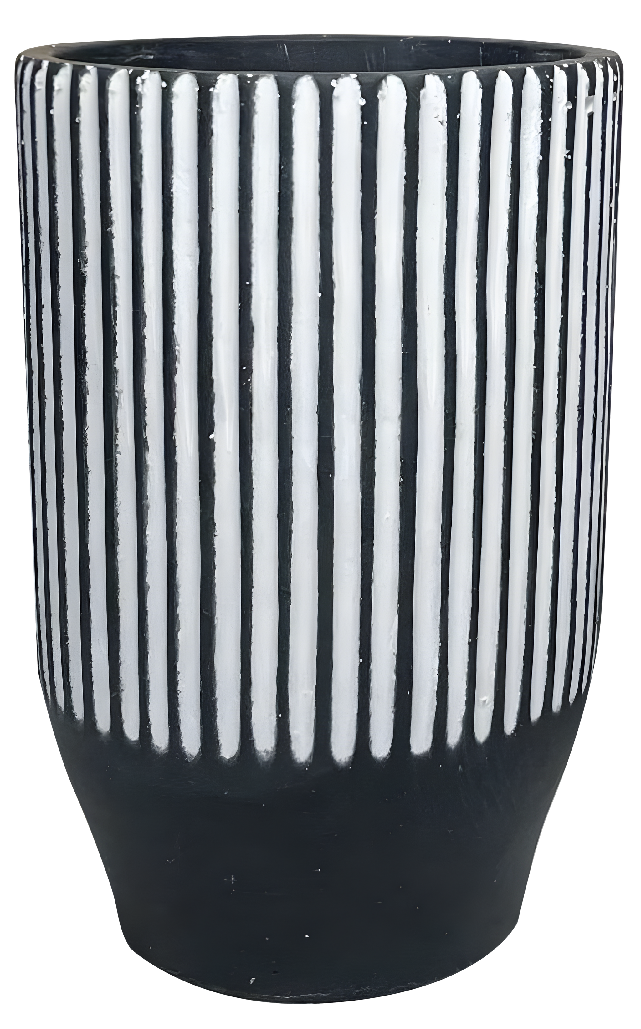 Cement Planter – Black & White Pattern (Drainage Hole)