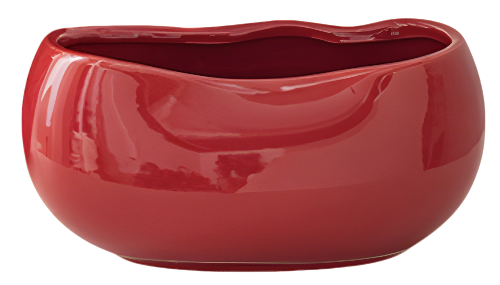 Glossy Red Ingot-Shaped Ceramic Planter – Small