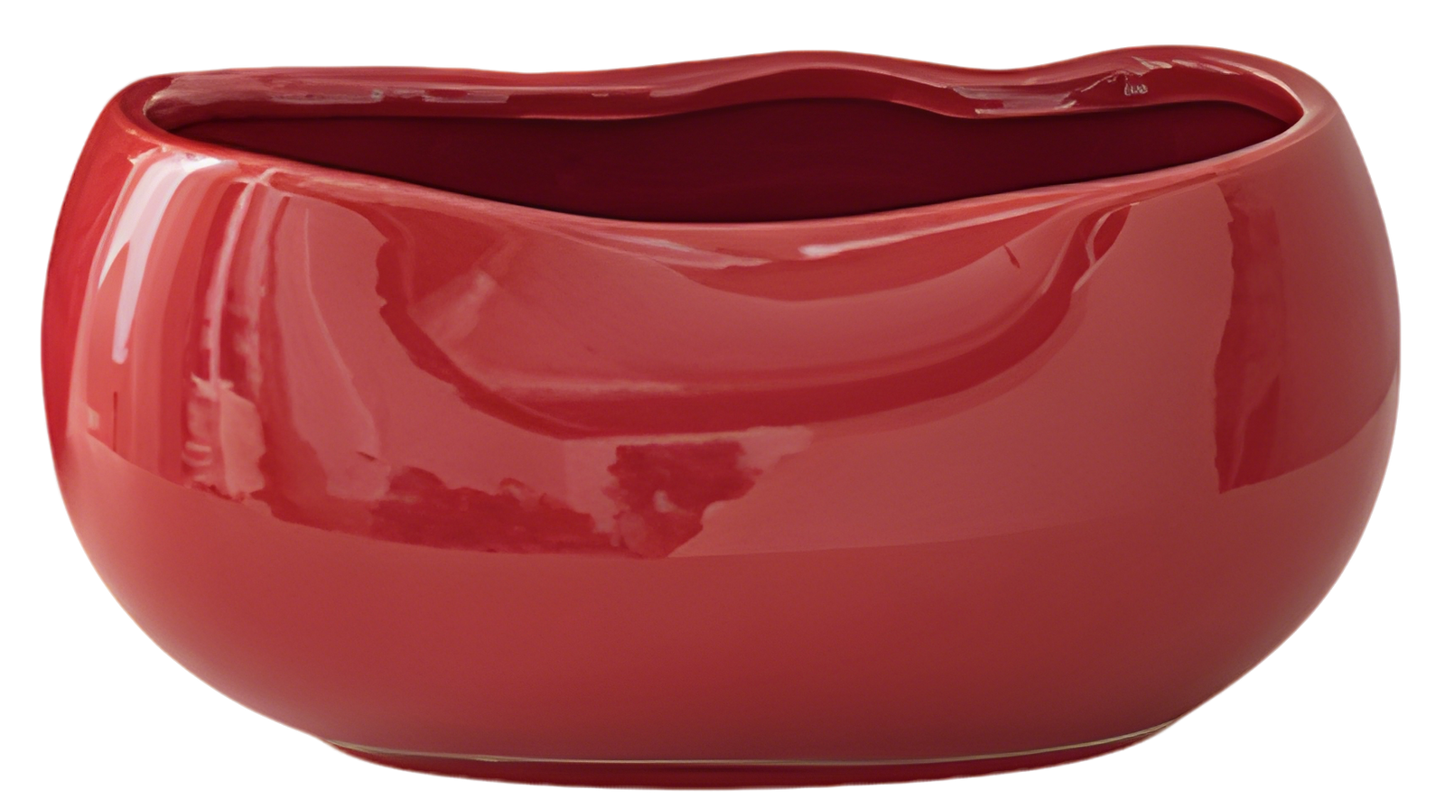 Glossy Red Ingot-Shaped Ceramic Planter – Large