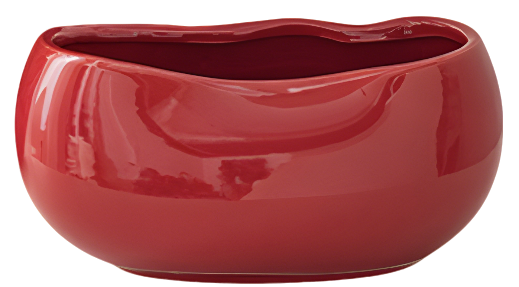 Glossy Red Ingot-Shaped Ceramic Planter – Large