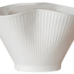 Ceramic Fan-Shaped Ice White Planter – Small (No Tray)