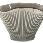 Ceramic Fan-Shaped Ice Grey Planter – Small (No Tray)