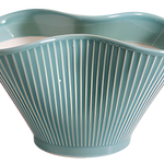 Ceramic Fan-Shaped Ice Green Planter – Small (No Tray)