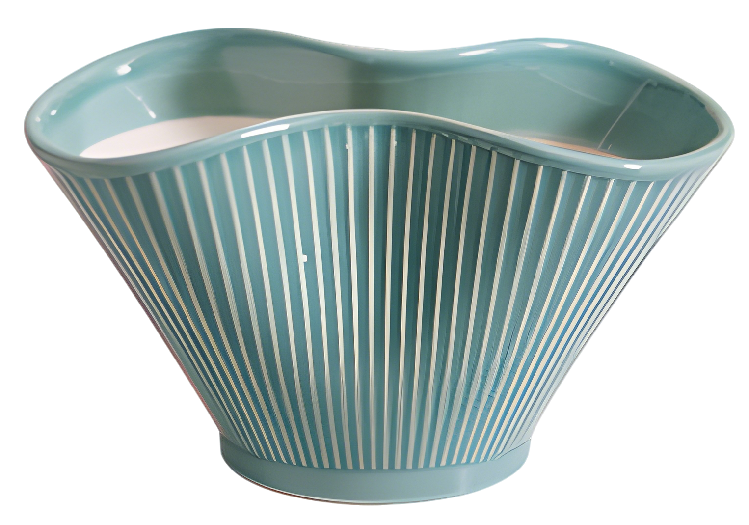 Ceramic Fan-Shaped Ice Green Planter – Small (No Tray)