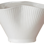 Ceramic Fan-Shaped Ice White Planter – Large (No Tray)