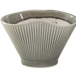 Ceramic Fan-Shaped Ice Grey Planter – Large (No Tray)