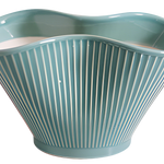 Ceramic Fan-Shaped Ice Green Planter – Large (No Tray)