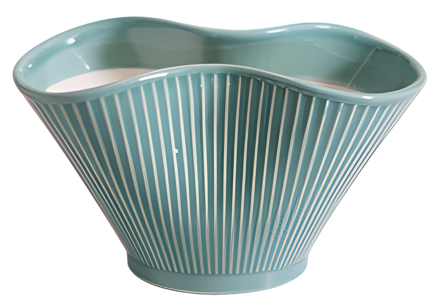 Ceramic Fan-Shaped Ice Green Planter – Large (No Tray)