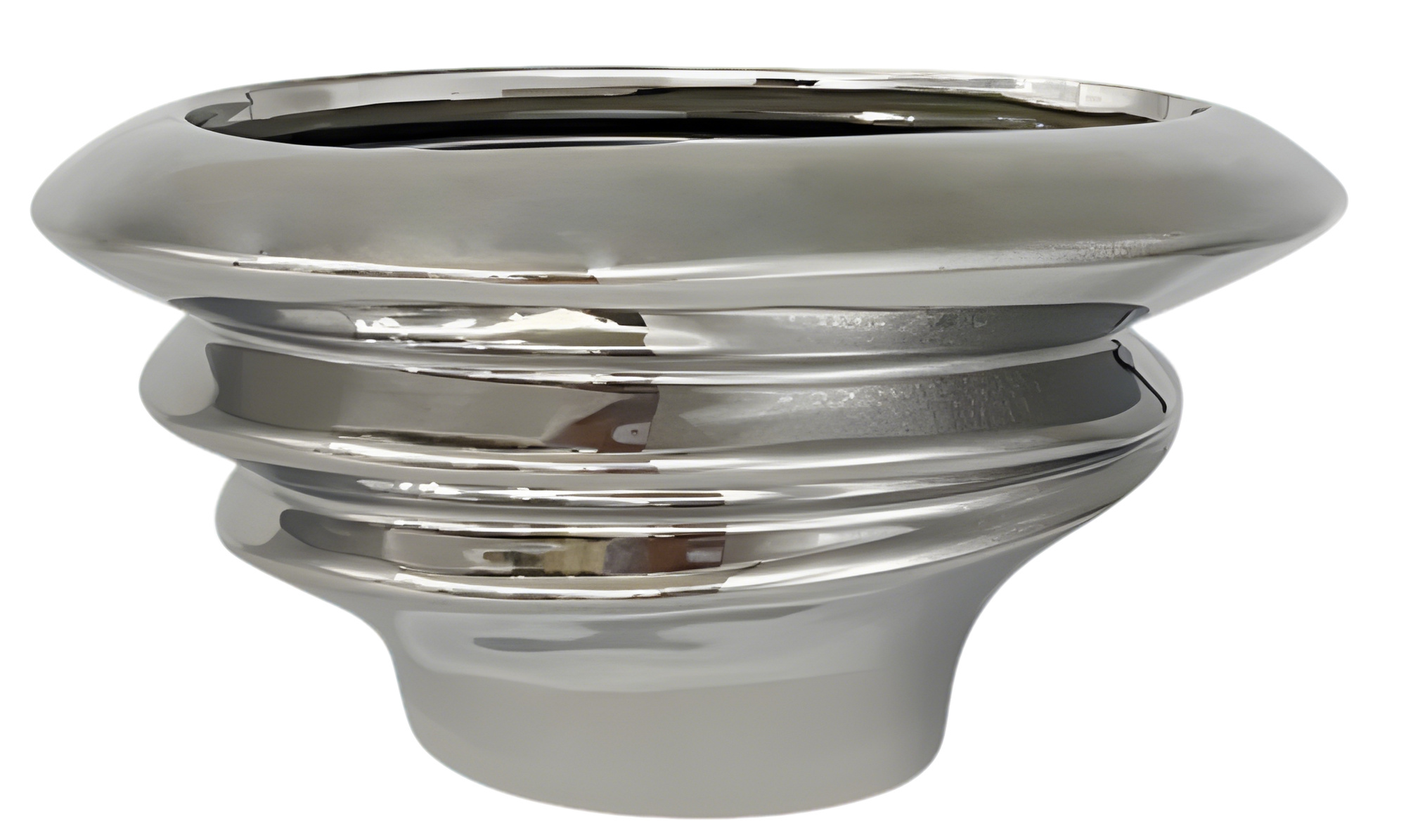 Ceramic Asymmetrical Electroplated Silver Planter – Large (No Tray)