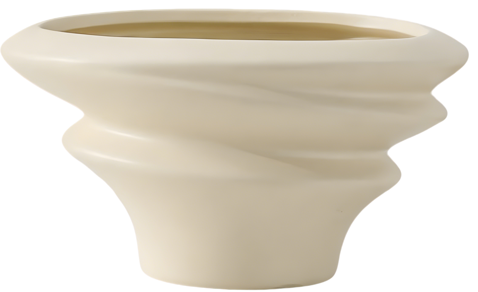 Ceramic Asymmetrical Cream Yellow Planter – Large (No Tray)