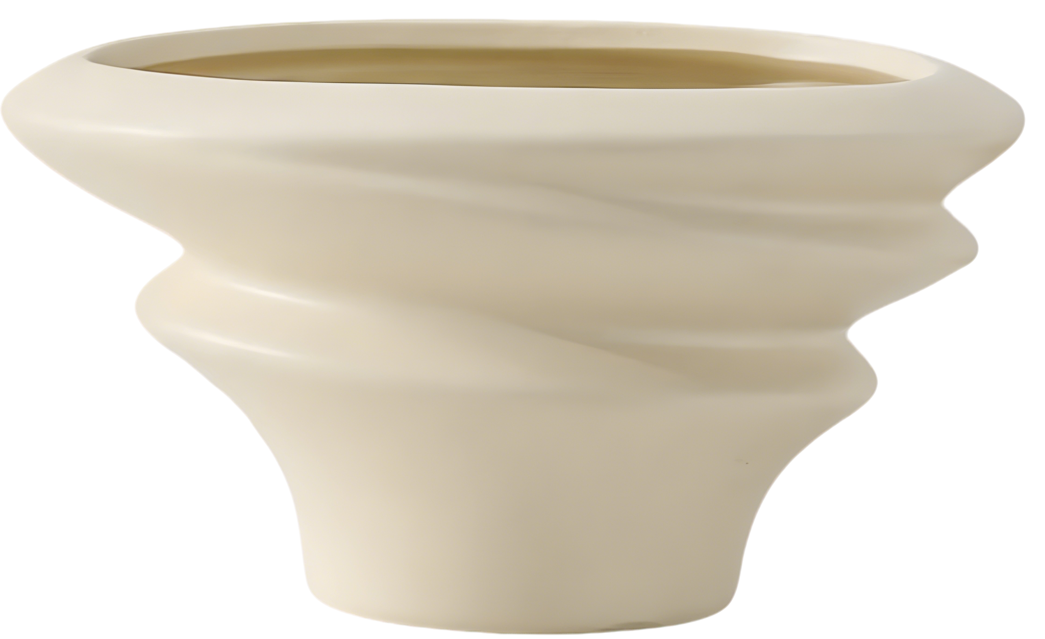 Ceramic Asymmetrical Cream Yellow Planter – Large (No Tray)