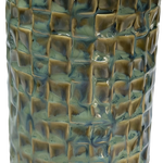 Yellow-Green Gradient Raised Check Ceramic Planter