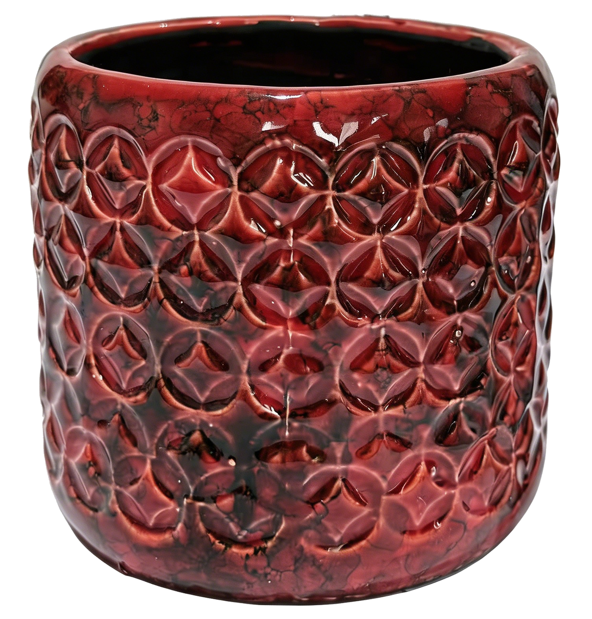 Burgundy Raised Coin Pattern Ceramic Planter
