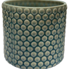 Grey-Green Raised Dot Cylinder Ceramic Planter