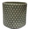 Grey-Green Raised Dot Cylinder Ceramic Planter
