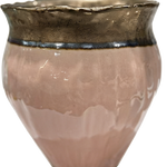 Pink Glaze Gold Rim Flared Ceramic Planter