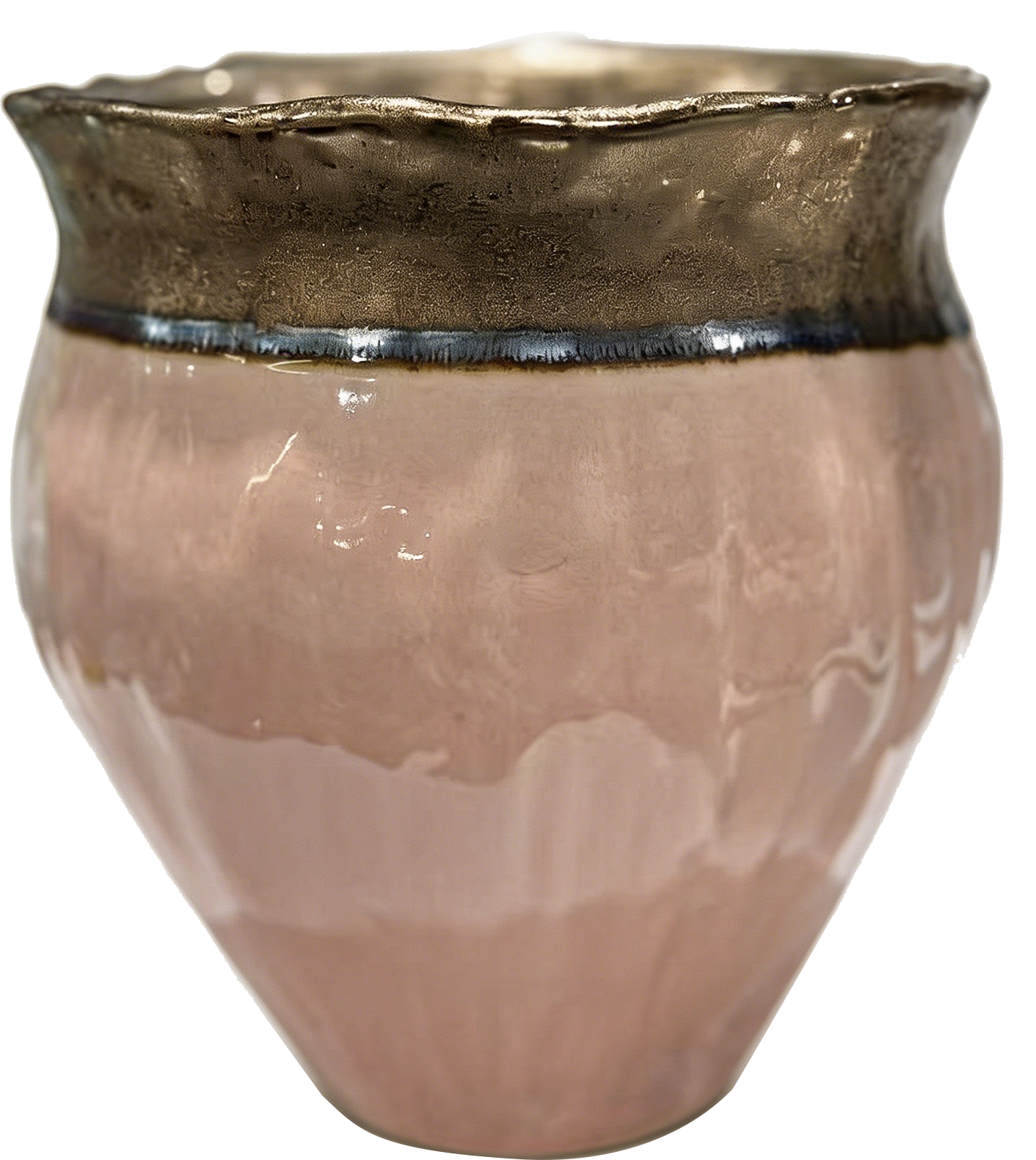 Pink Glaze Gold Rim Flared Ceramic Planter