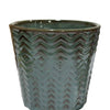 Blue-Green Herringbone Glazed Ceramic Planter