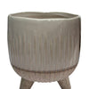 Brown & White Flow Pattern Three-Leg Ceramic Planter