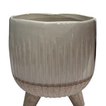 Brown & White Flow Pattern Three-Leg Ceramic Planter