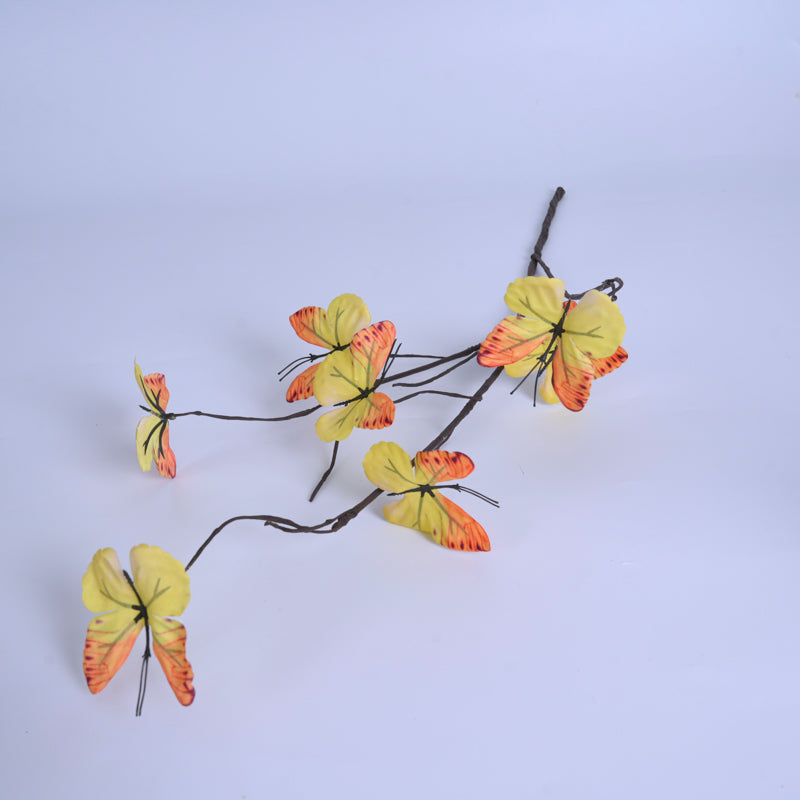 7-Head Artificial Orange Butterfly Flower Stem