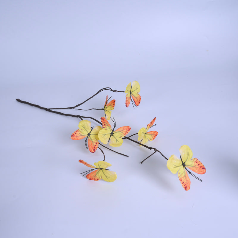 7-Head Artificial Orange Butterfly Flower Stem