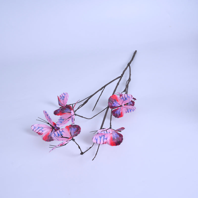 7-Head Artificial Pink-Purple Butterfly Flower Stem