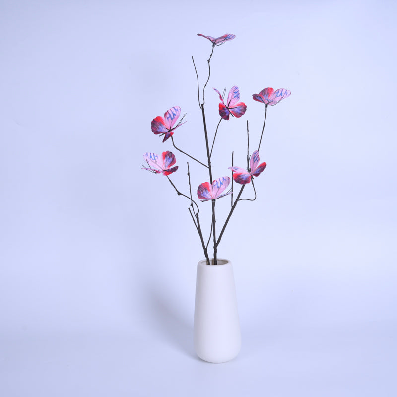 7-Head Artificial Pink-Purple Butterfly Flower Stem