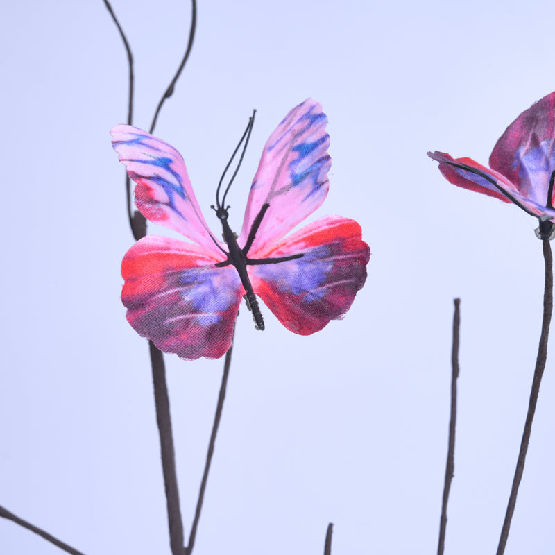 7-Head Artificial Pink-Purple Butterfly Flower Stem