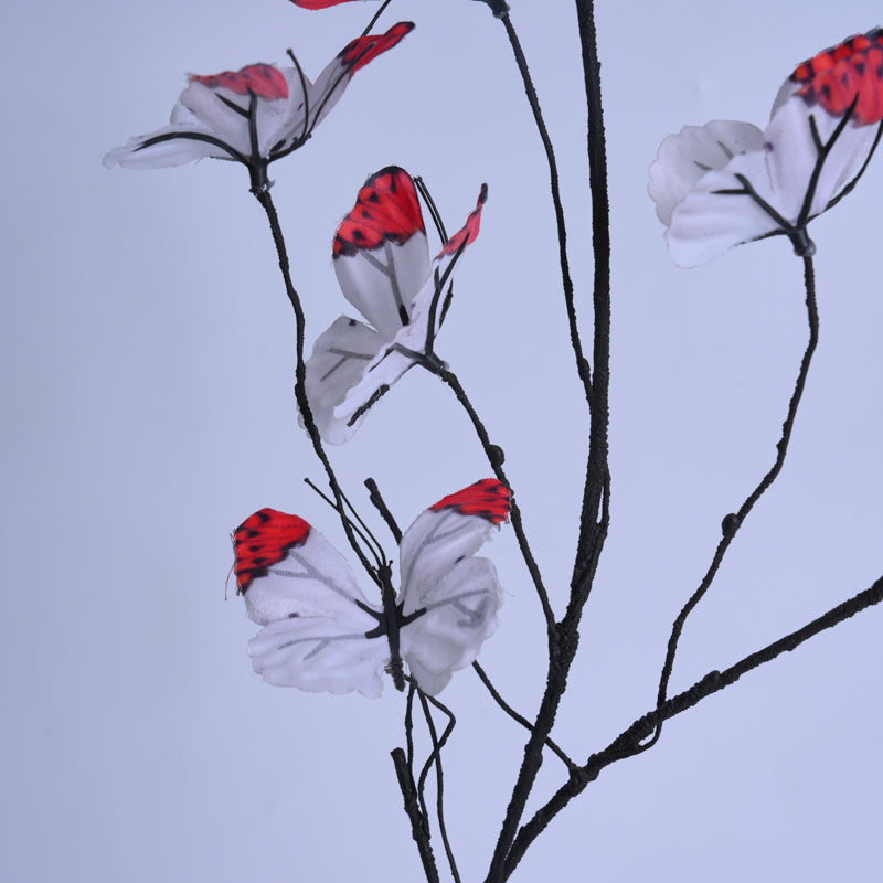 7-Head Artificial White Butterfly Flower Stem