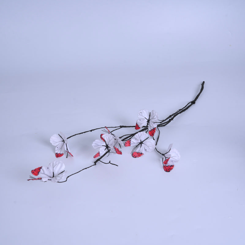 7-Head Artificial White Butterfly Flower Stem
