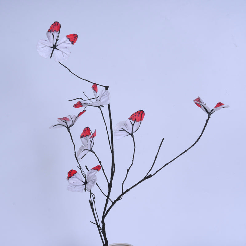 7-Head Artificial White Butterfly Flower Stem