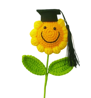 Handmade Crochet Smiley Sunflower Graduation Cap