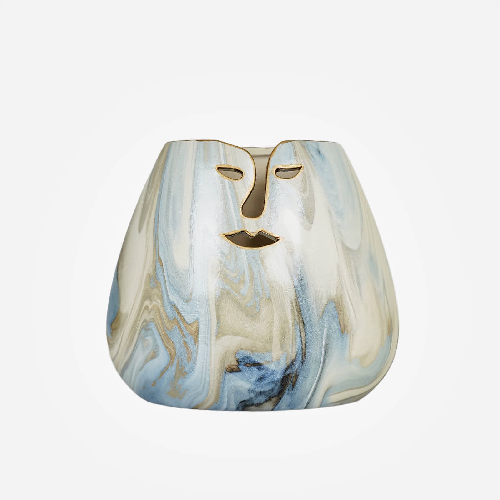 Ceramic Vase face blue white 19.5×8.5×18