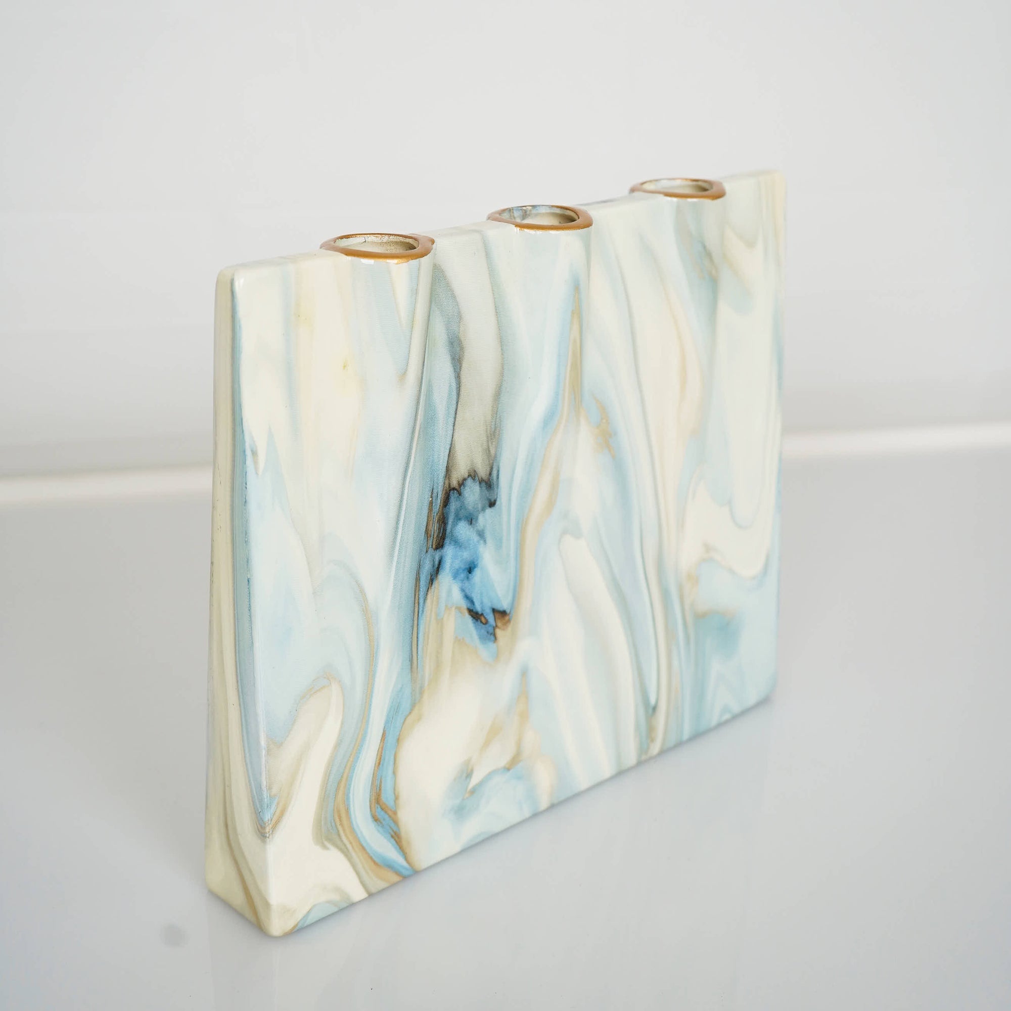 Ceramic Vase face blue white 26×4.5×22