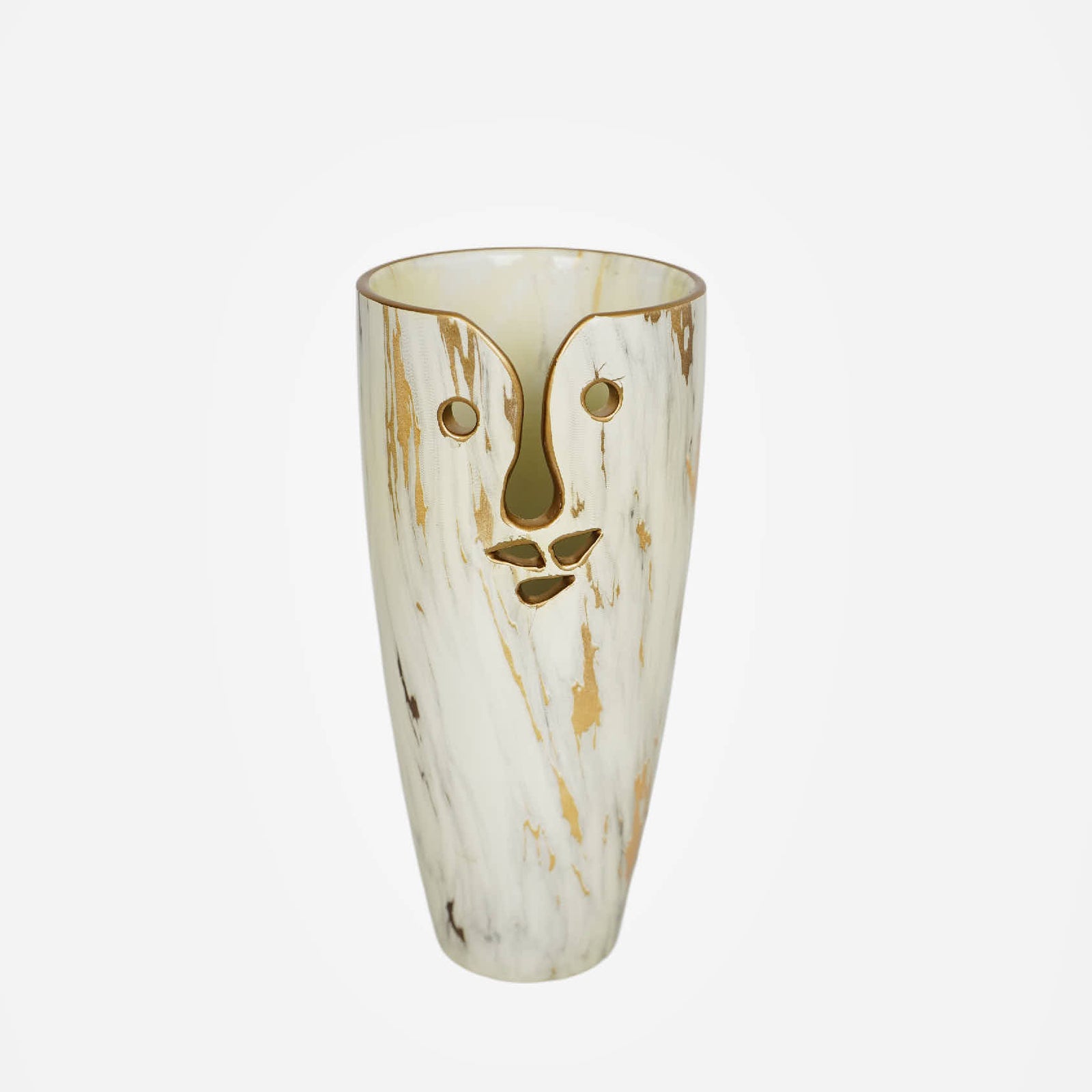 Ceramic Vase face blue white 10×10×22