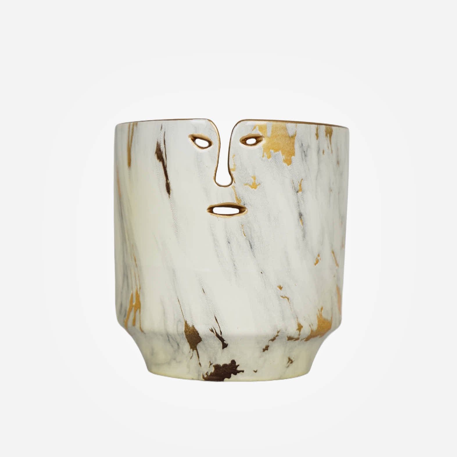 Ceramic Vase face blue white 10×10×22