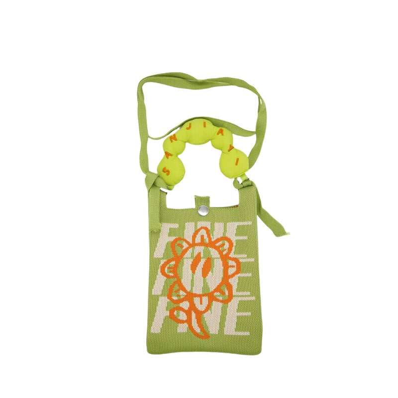 Floral Knit Phone Bag