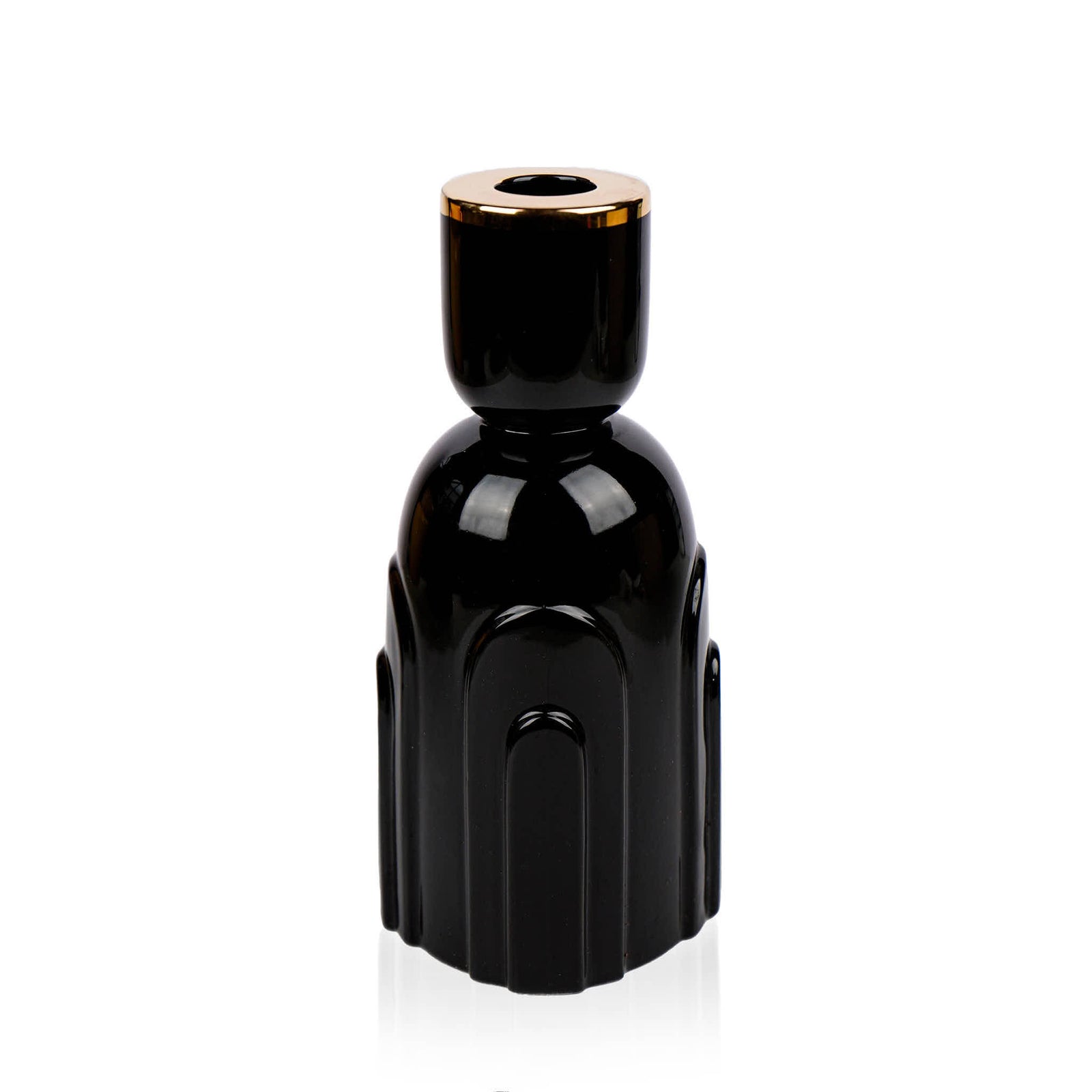 Black Ceramic Candle Holder L