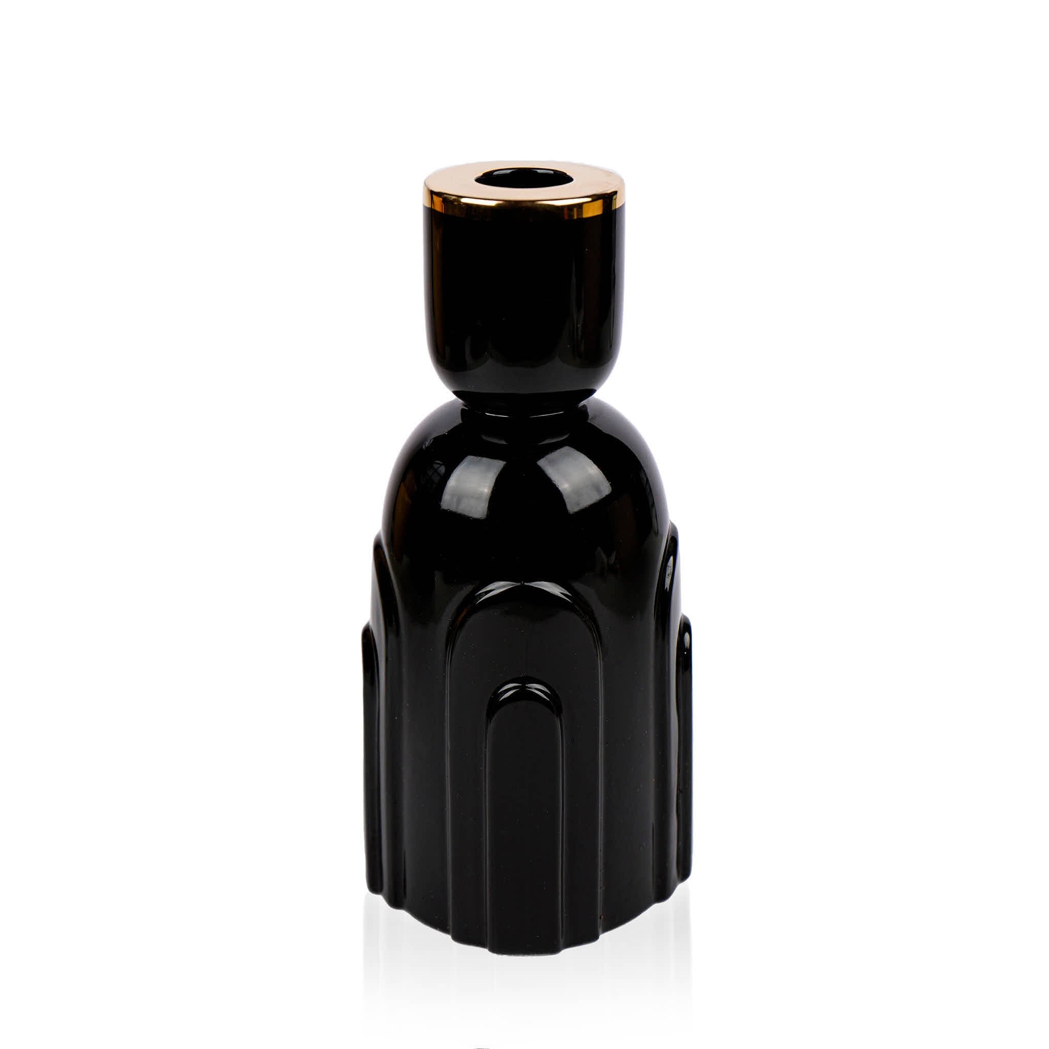 Black Ceramic Candle Holder L