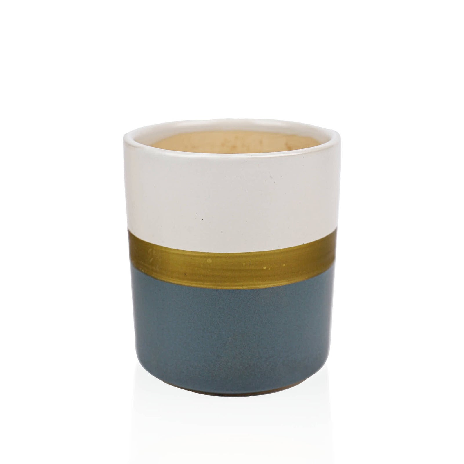 Grey Gold White Ceramic Pot