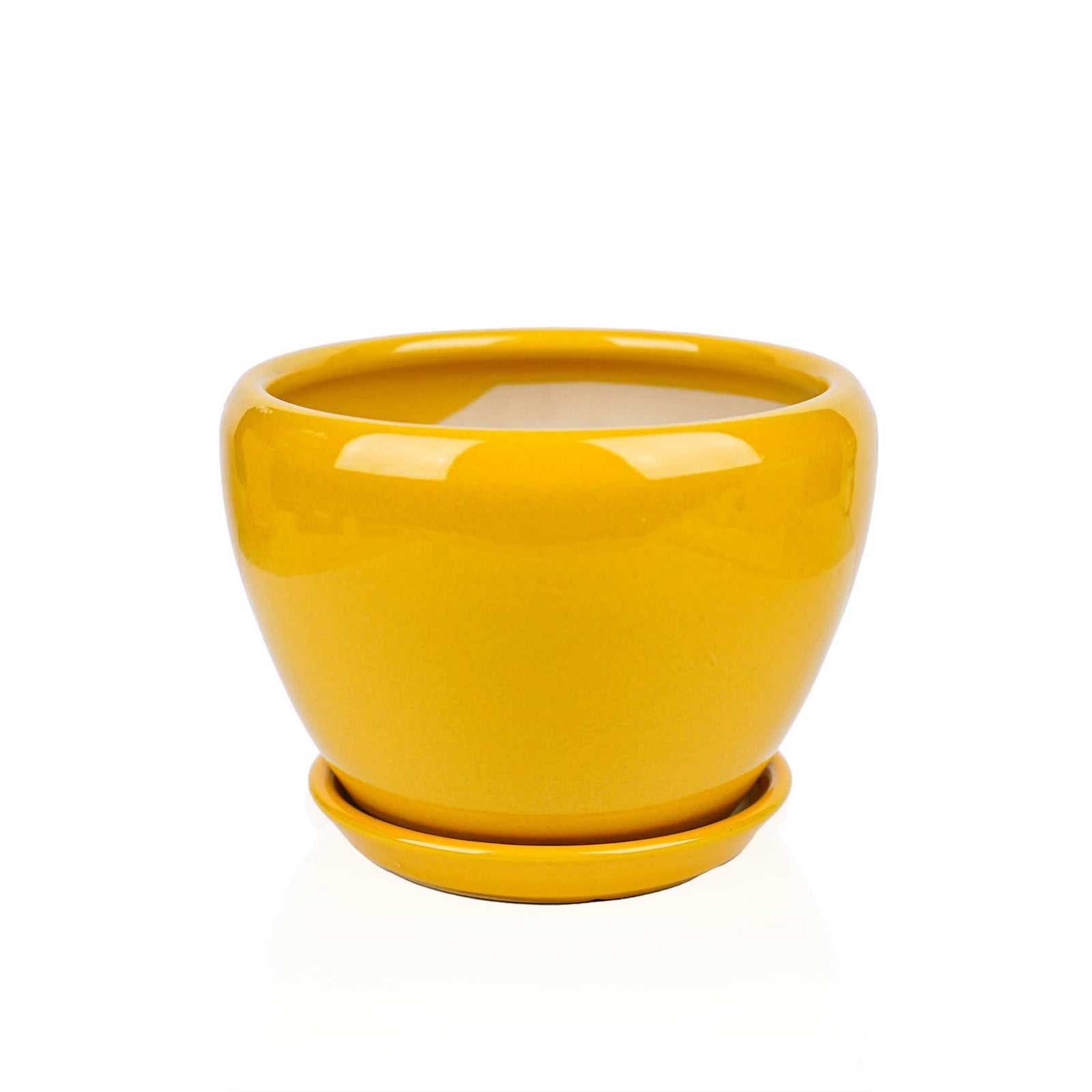 Yellow with Tray Ceramic Pot