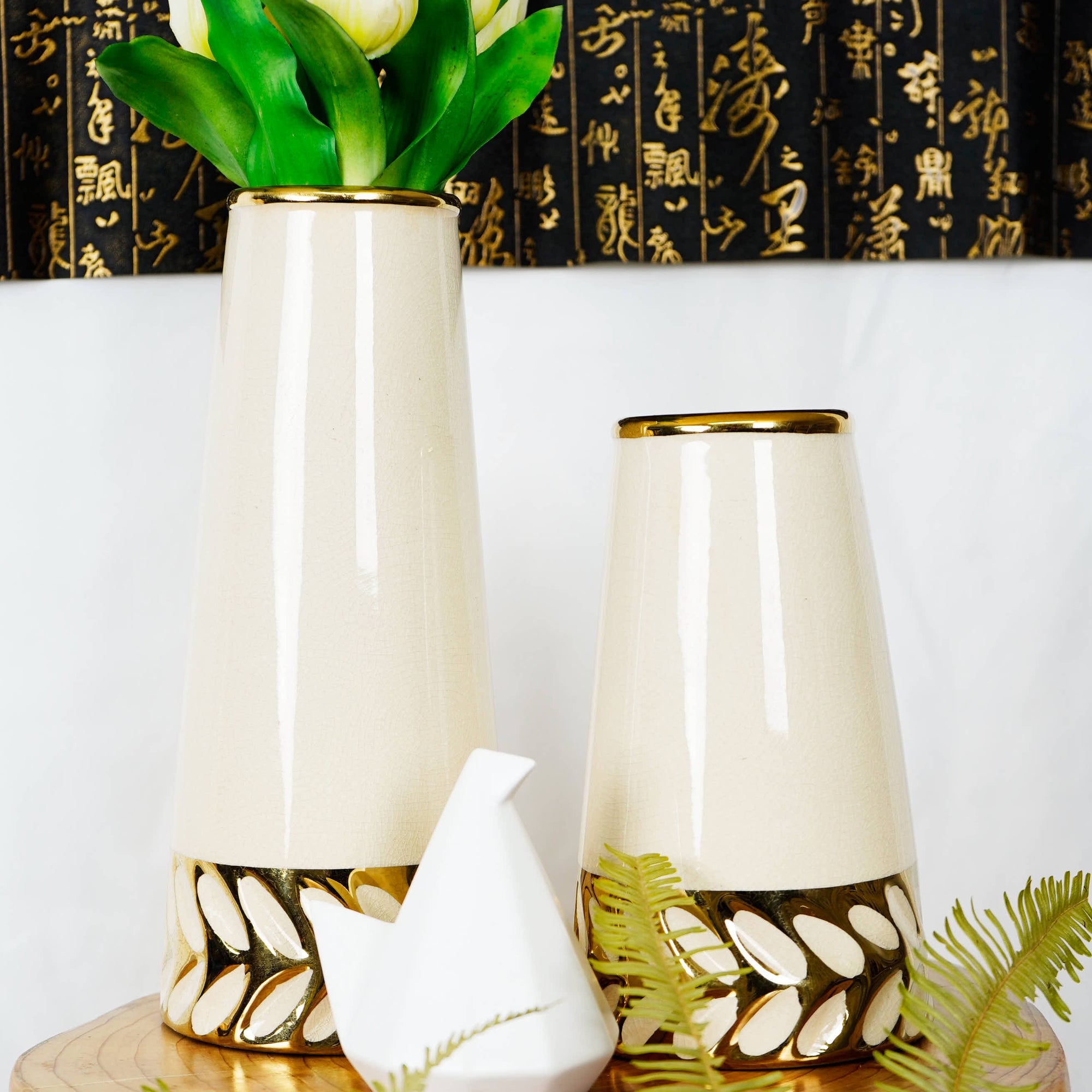 Ceramic vase beige tall