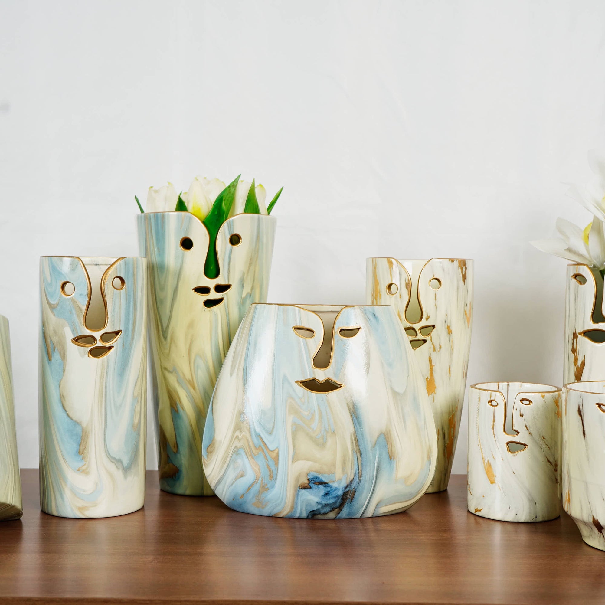 Ceramic Vase face blue white