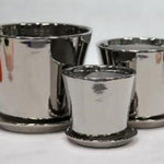 Electroplated Silver Ceramic Flower Pot 211