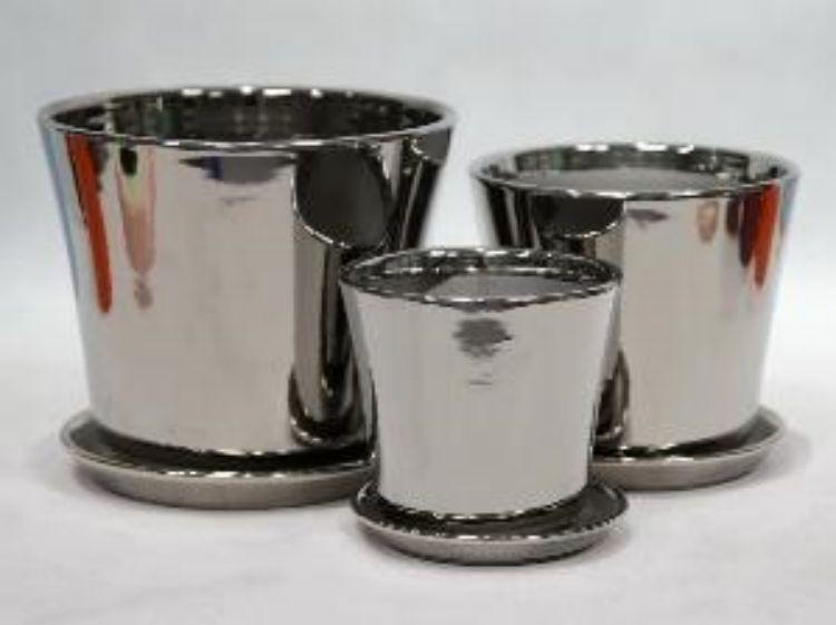 Electroplated Silver Ceramic Flower Pot 211