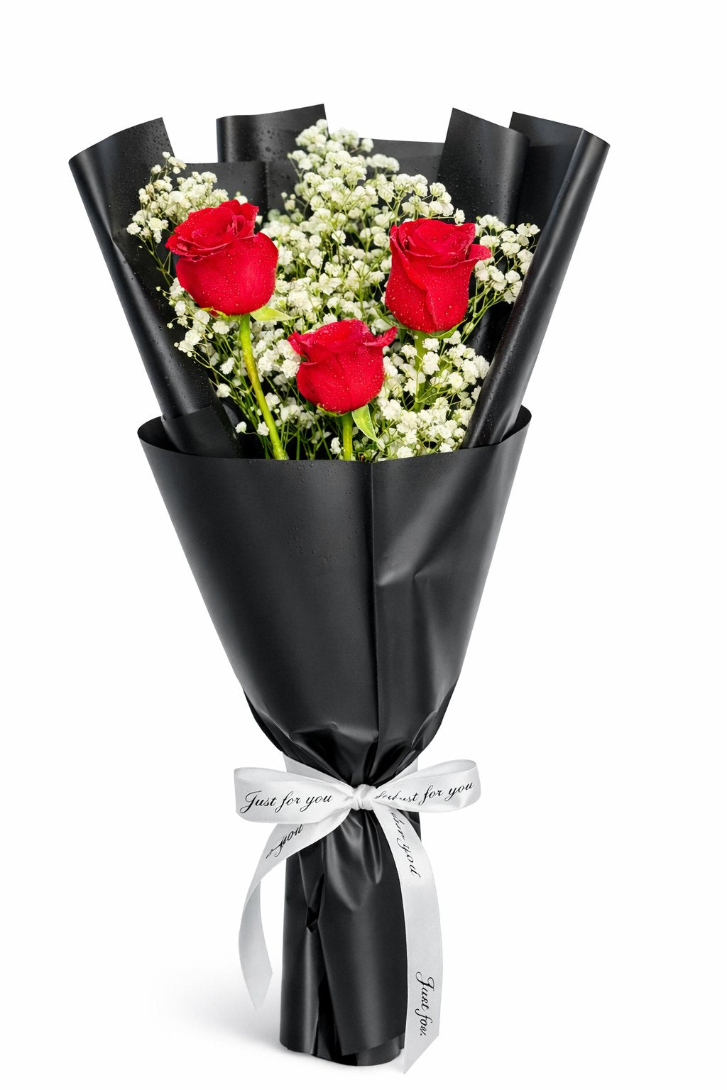 Midnight Romance – 3 Red Roses Bouquet