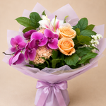 Pink Orchid Peach Rose Bouquet
