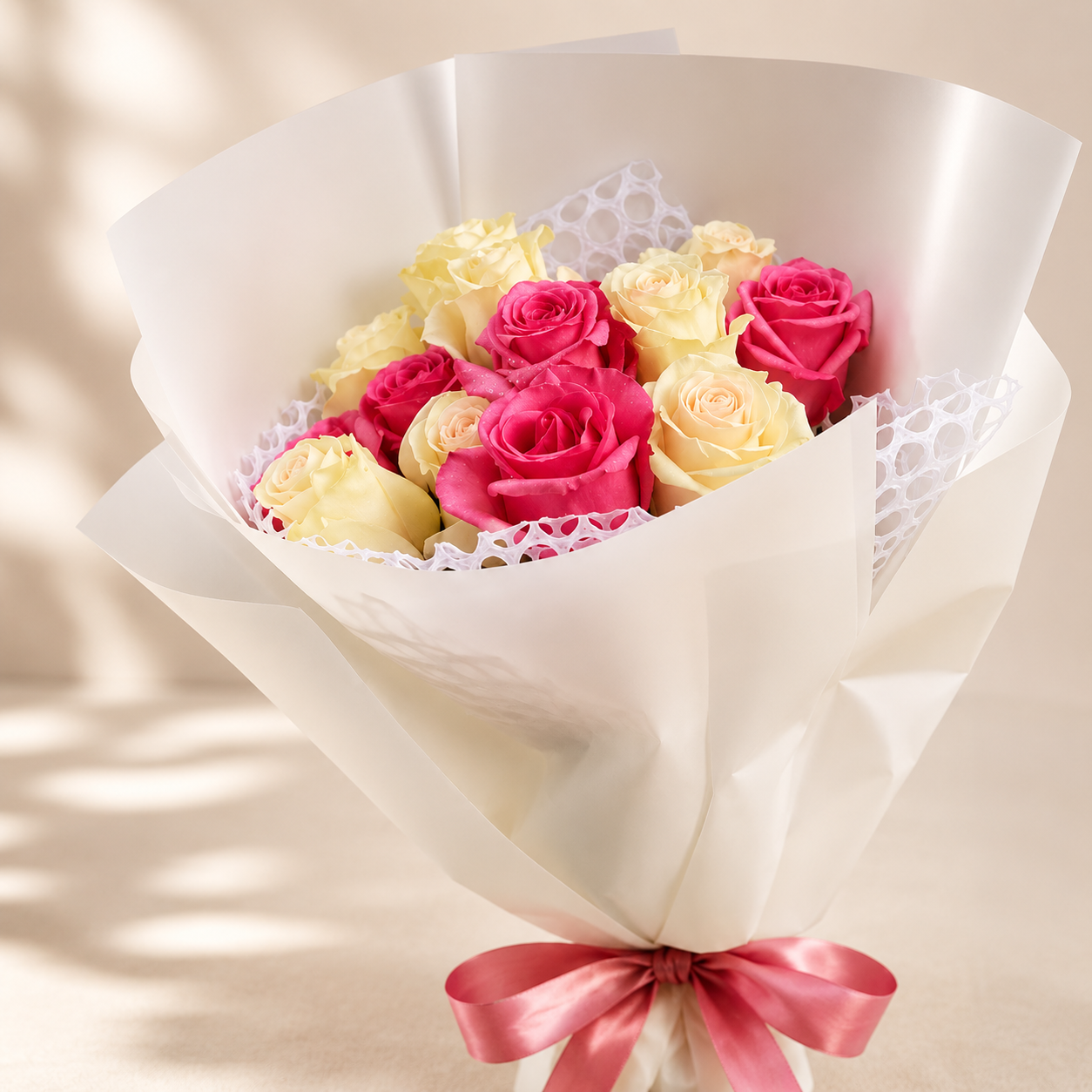 Pink White Roses Lace Wrap